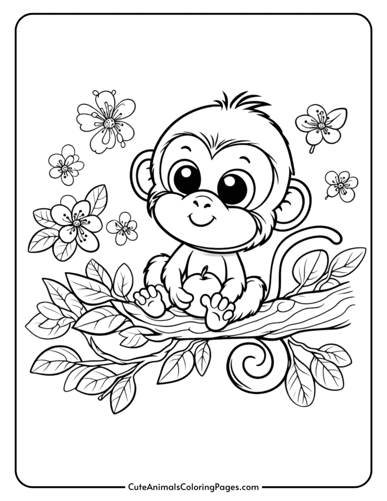 Monkey Coloring Pages (12 Free Printable Pages) - Cute Animals Coloring ...
