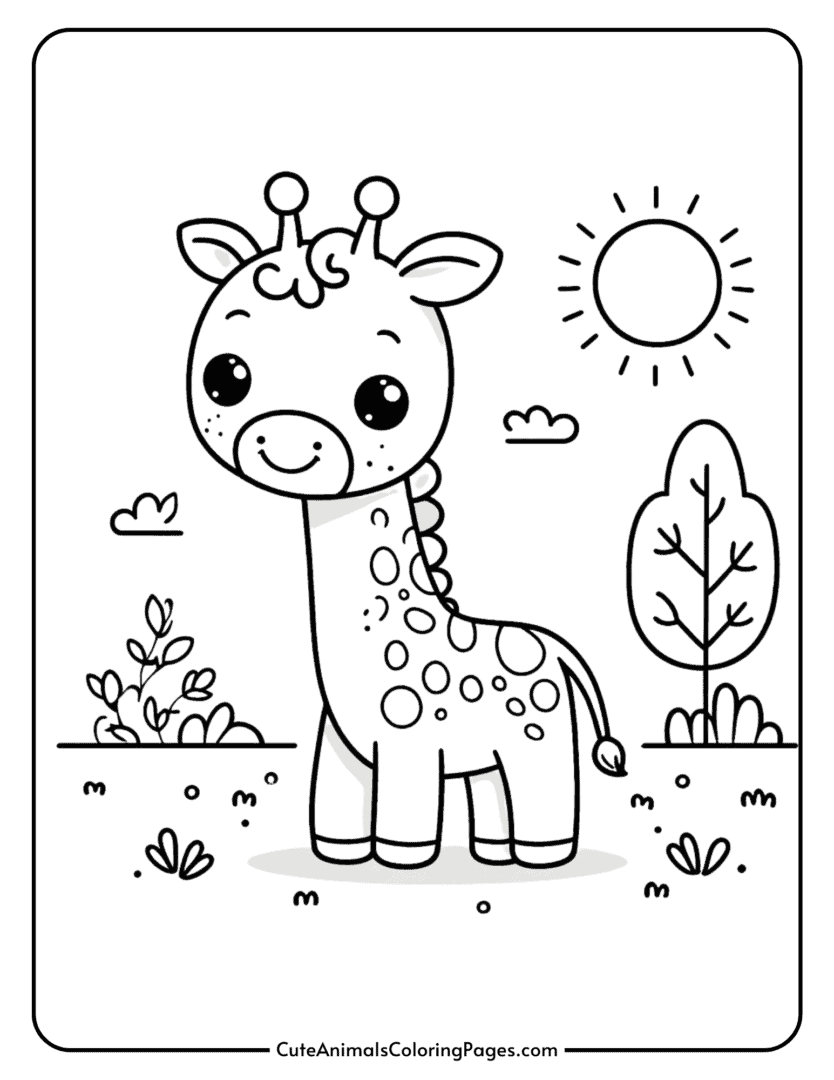 Giraffe coloring pages 7 free printable pages cute animals coloring