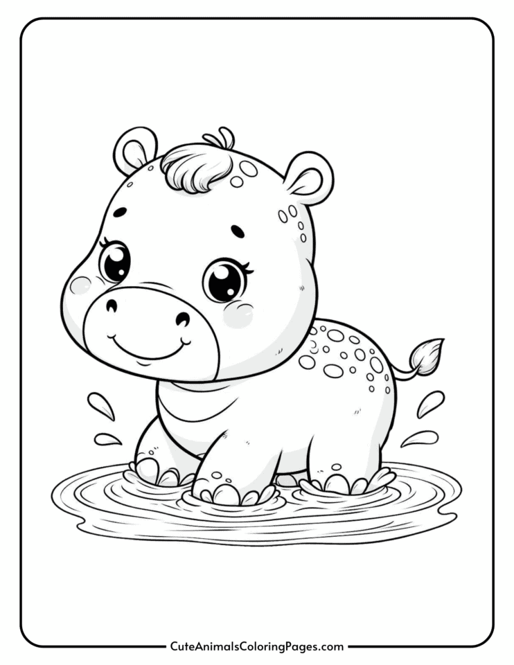 Hippo Coloring Pages (6 Free Printable Pages) - Cute Animals Coloring Pages