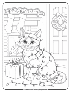 Christmas Cat Coloring Page (7 Free Printable PDF Pages) - Cute Animals ...