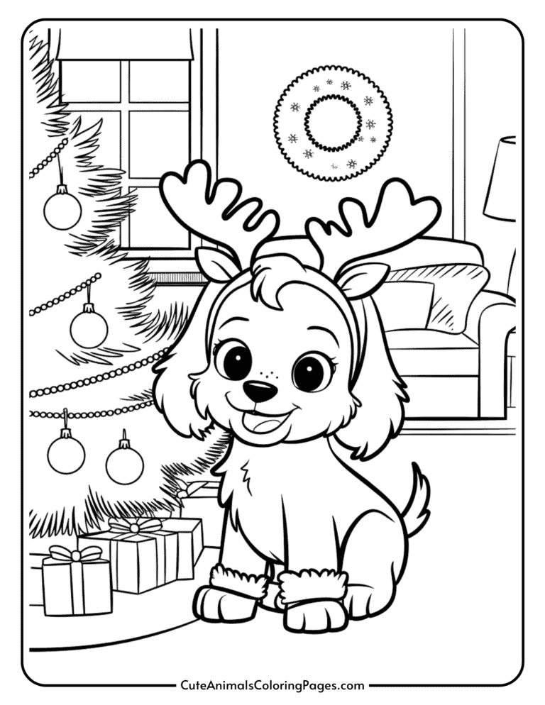 Christmas Dog Coloring Pages (10 Free PDF Pages for Kids) - Cute
