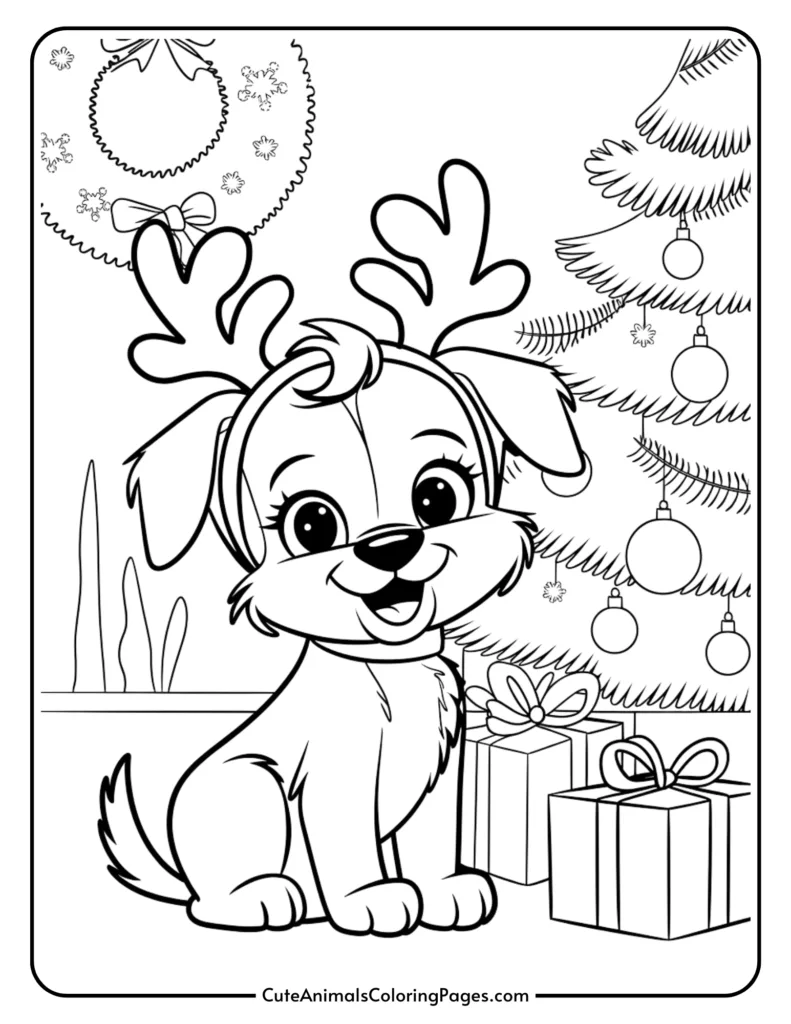 Christmas Dog Coloring Pages Ideas Who Am I