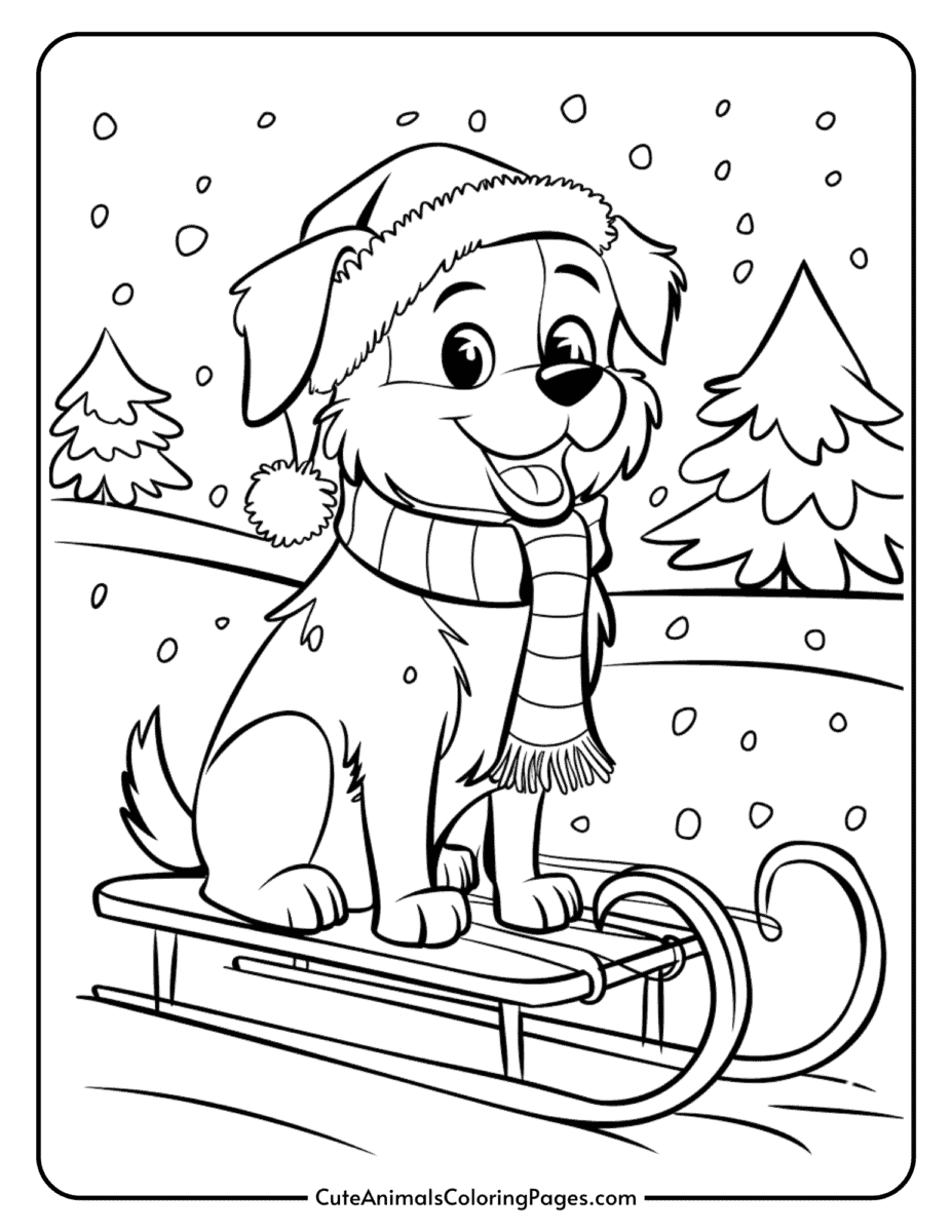 Christmas Dog Coloring Pages (10 Free PDF Pages for Kids) - Cute