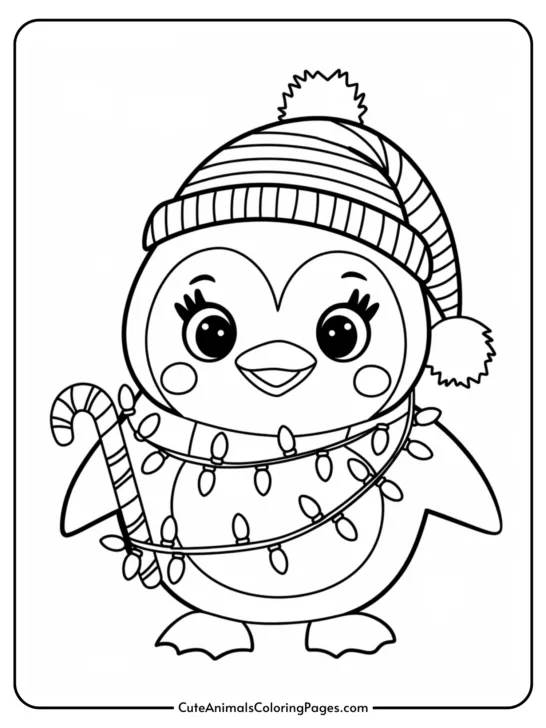Christmas Penguin Coloring Pages (8 Free Printable PDF Pages)