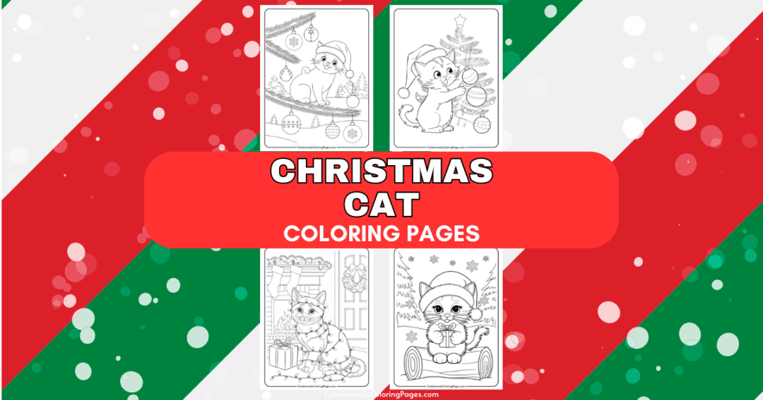 Christmas Cat Coloring Page (7 Free Printable PDF Pages) - Cute Animals ...