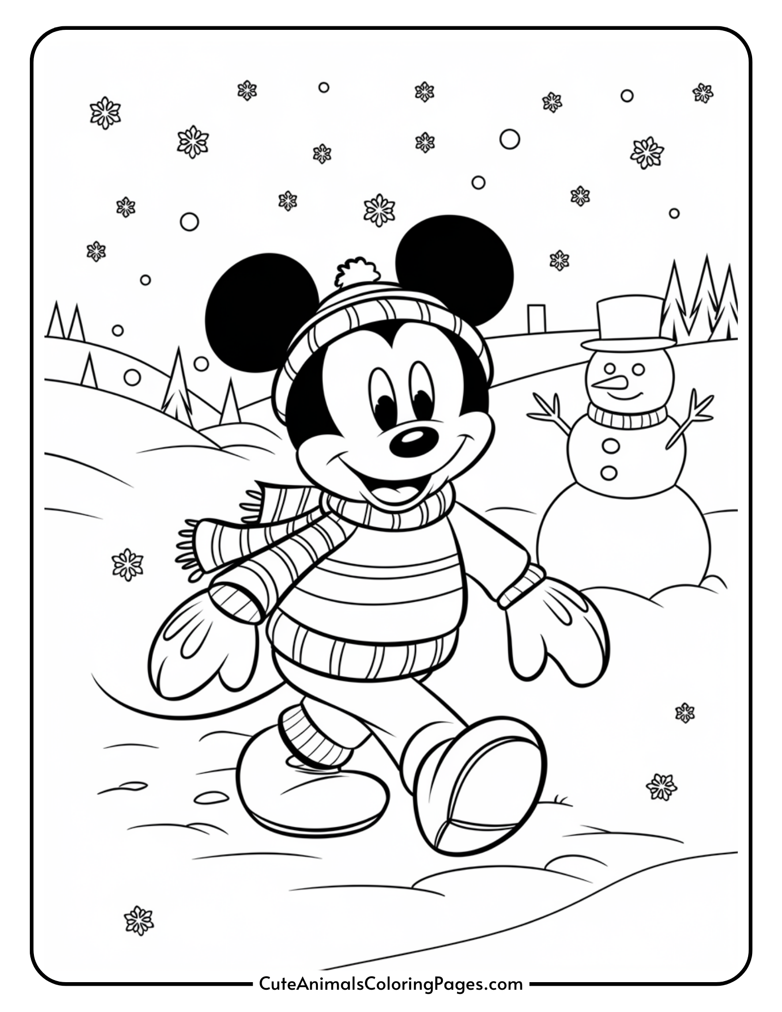 Mickey Christmas Coloring Pages (7 Free PDF Pages) - Cute Animals ...