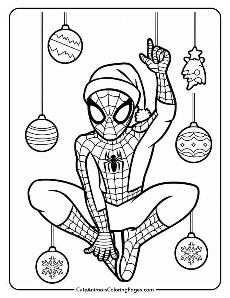 Spiderman Christmas Coloring Pages (11 Free PDF Pages) - Cute Animals