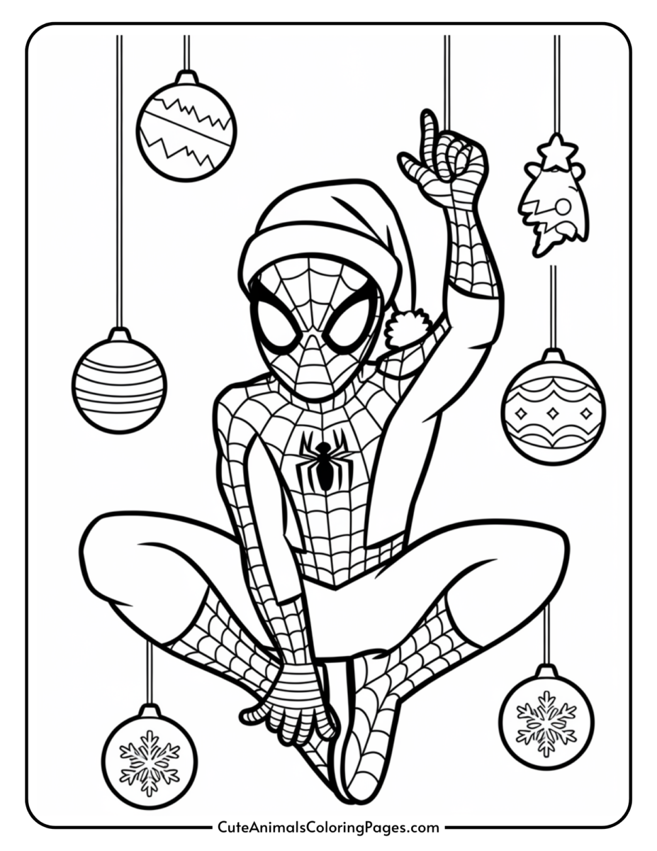 Spiderman Christmas Coloring Pages (11 Free PDF Pages) - Cute Animals ...