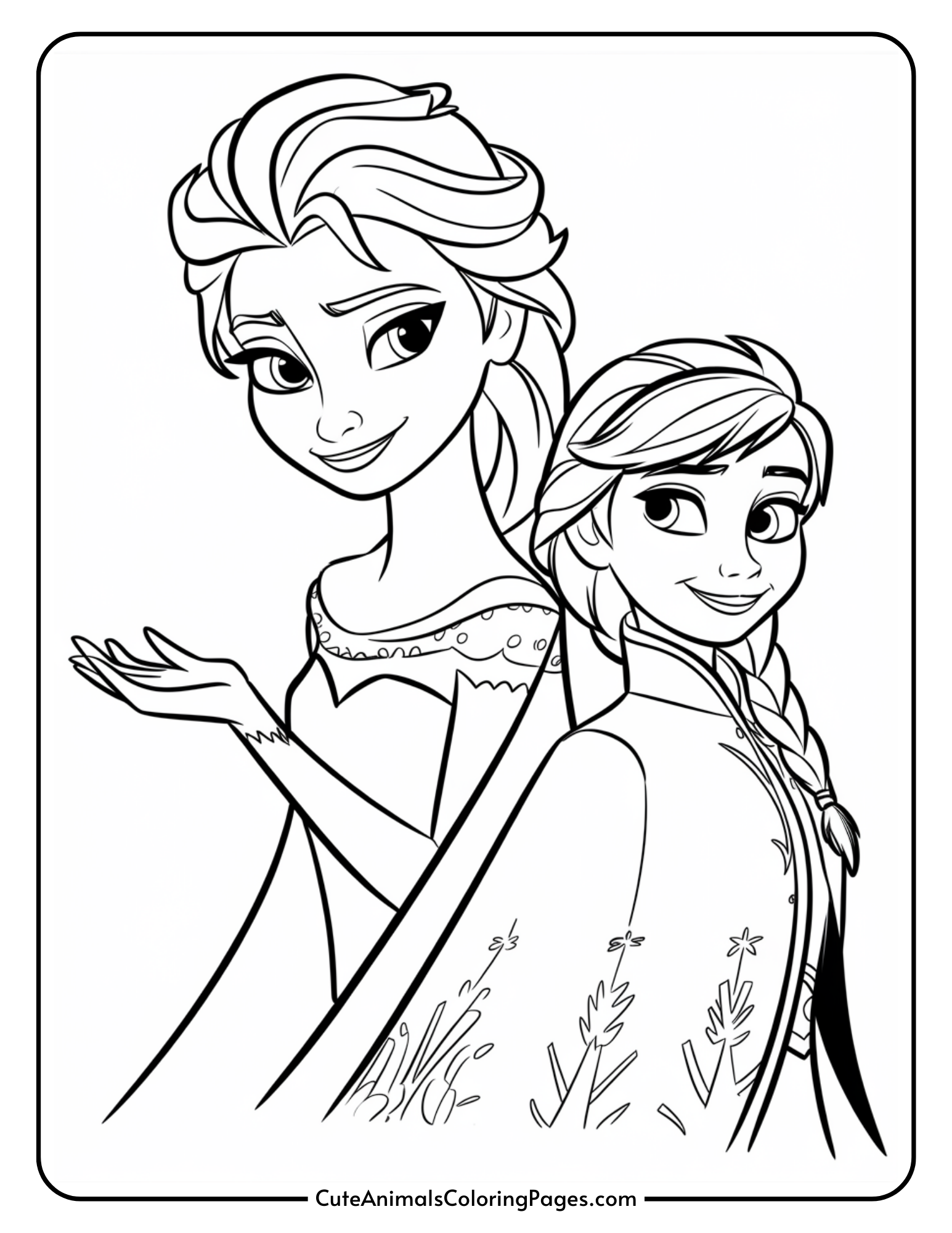 Elsa and Anna Coloring Pages (7 Free Printable Pages) - Cute Animals