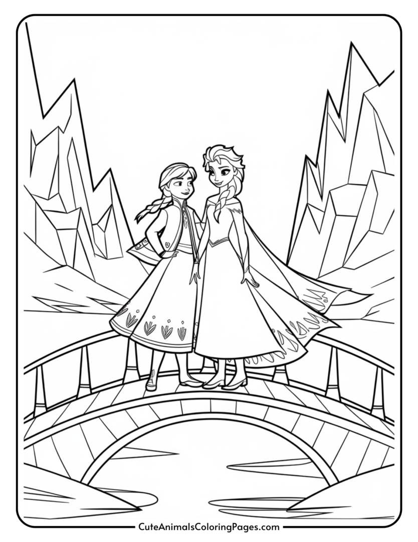 Elsa and Anna Coloring Pages (7 Free Printable Pages) - Cute Animals ...