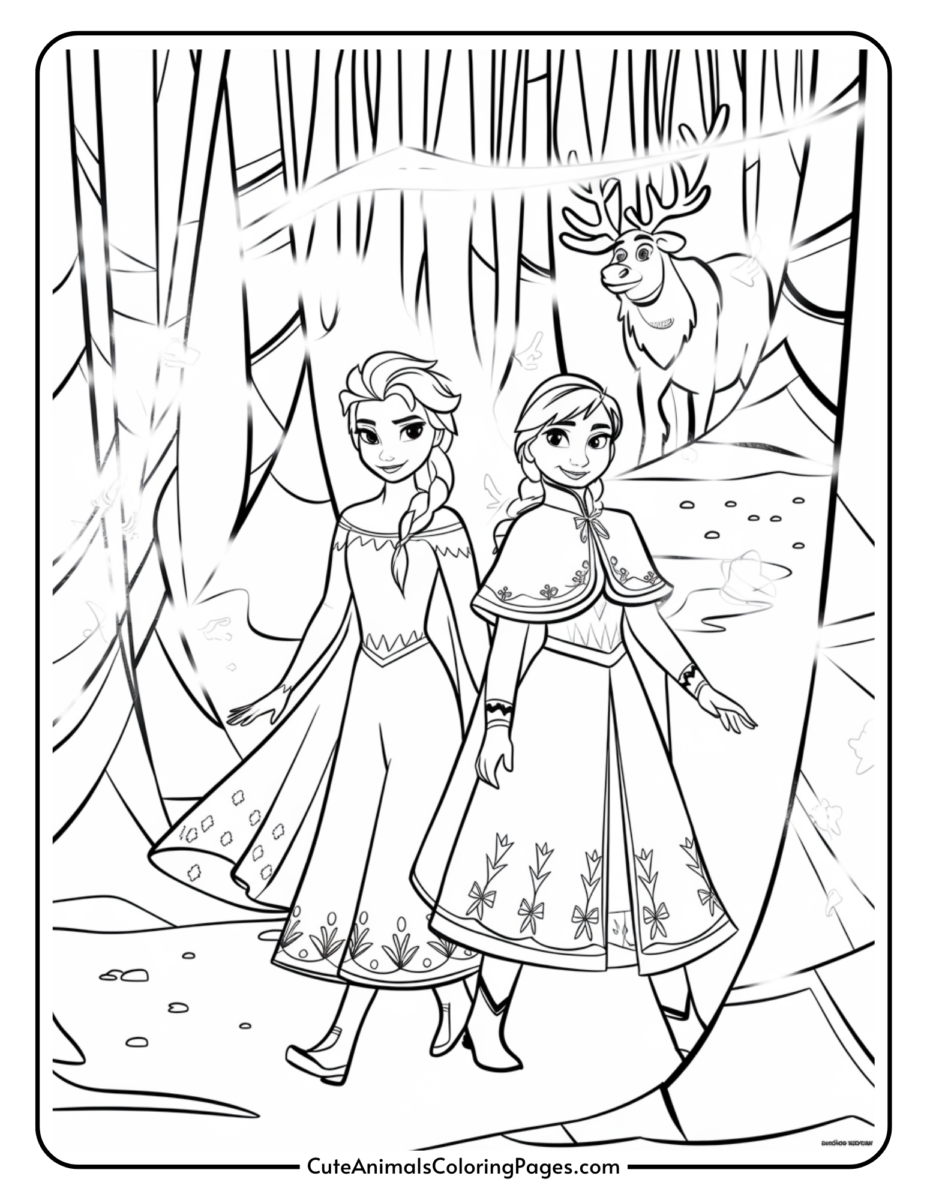 Elsa and Anna Coloring Pages (7 Free Printable Pages) - Cute Animals ...