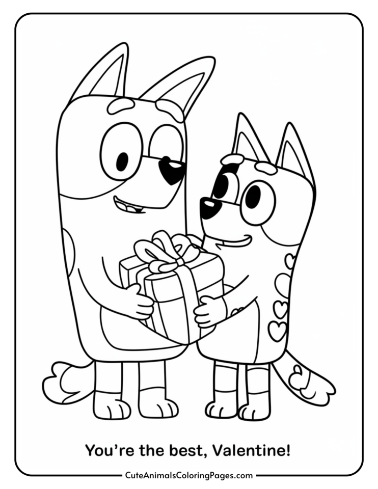 Bluey Valentines Coloring Pages (6 Free Printable PDF Pages) - Cute ...