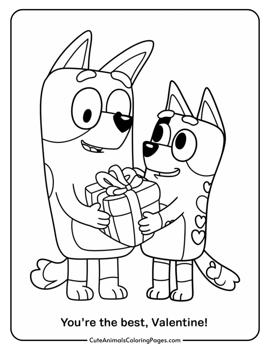 Bluey Valentines Coloring Pages (6 Free Printable PDF Pages) - Cute ...