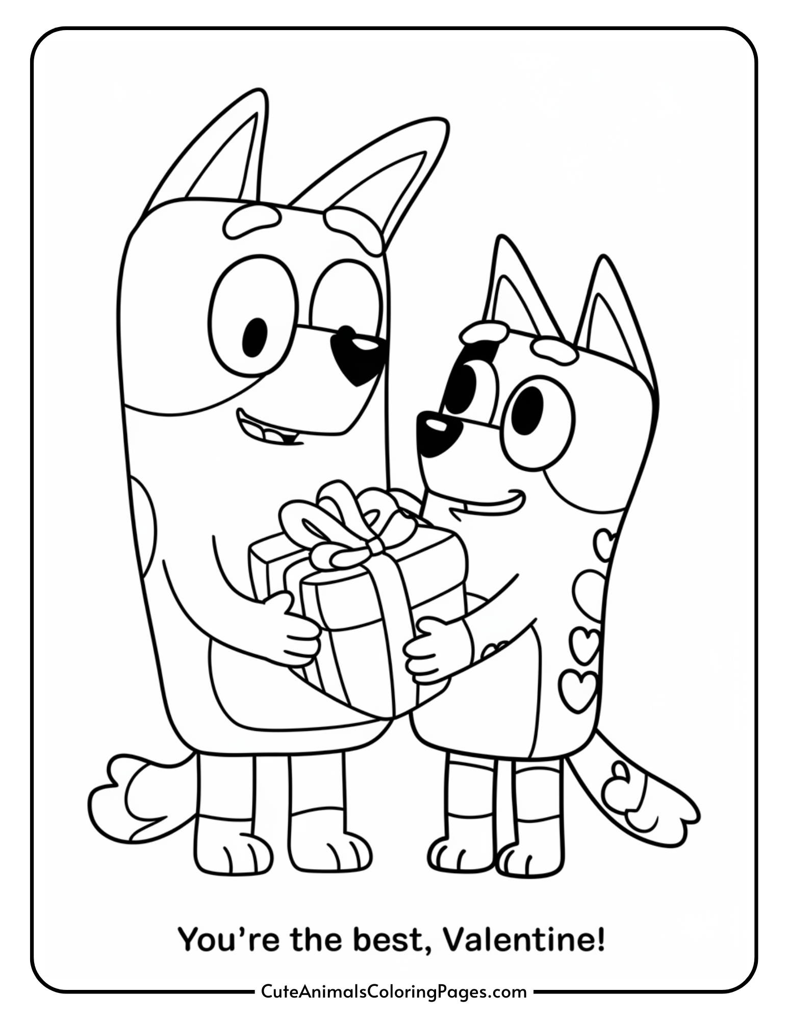 Bluey Valentines Coloring Pages (6 Free Printable PDF Pages) - Cute ...