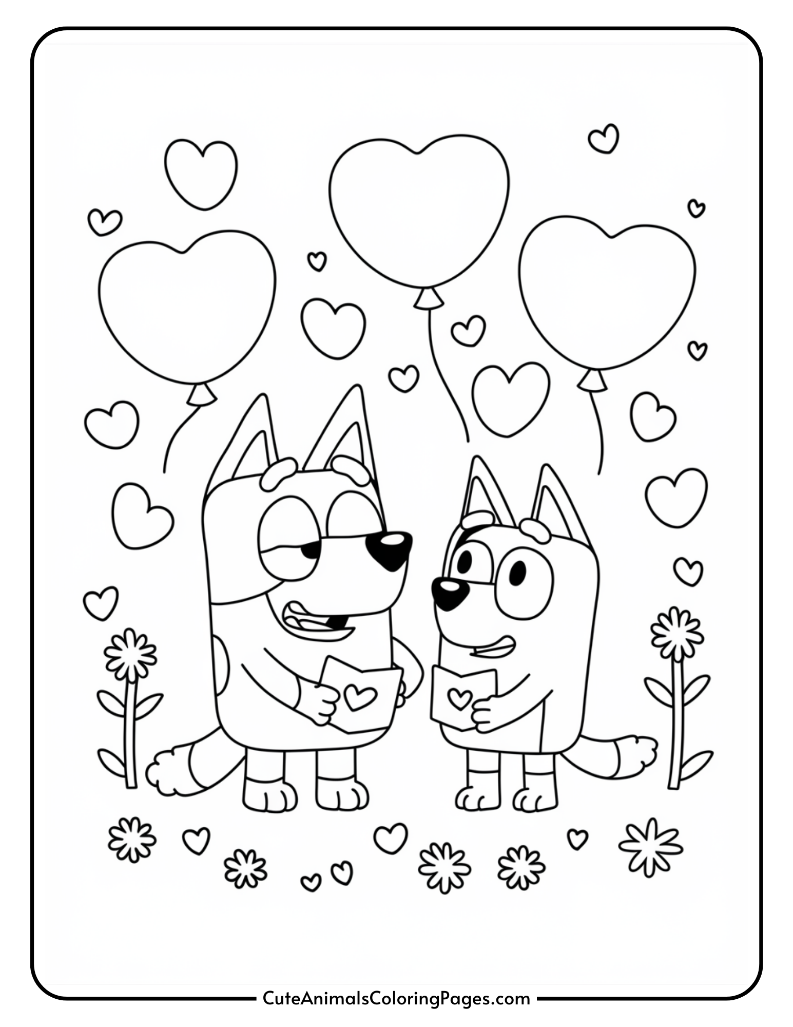 Bluey Valentines Coloring Pages (6 Free Printable PDF Pages) - Cute ...