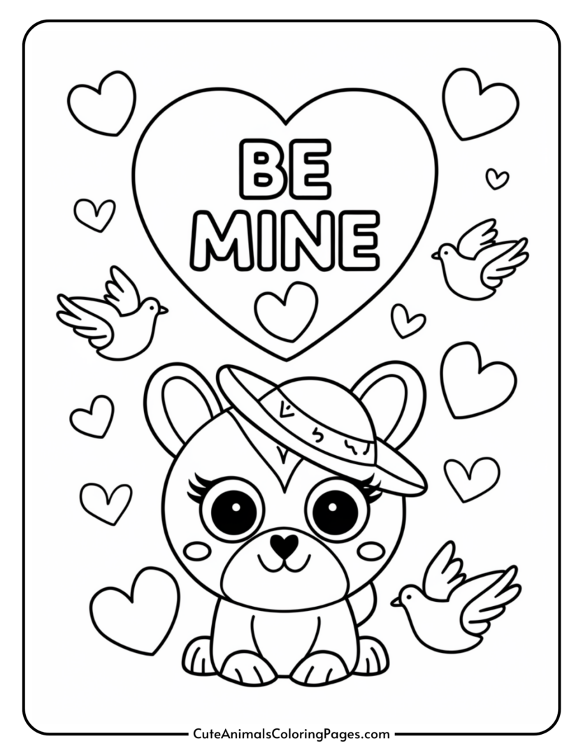Cute Animal Valentine Coloring Pages (8 Free Printables) - Cute Animals ...