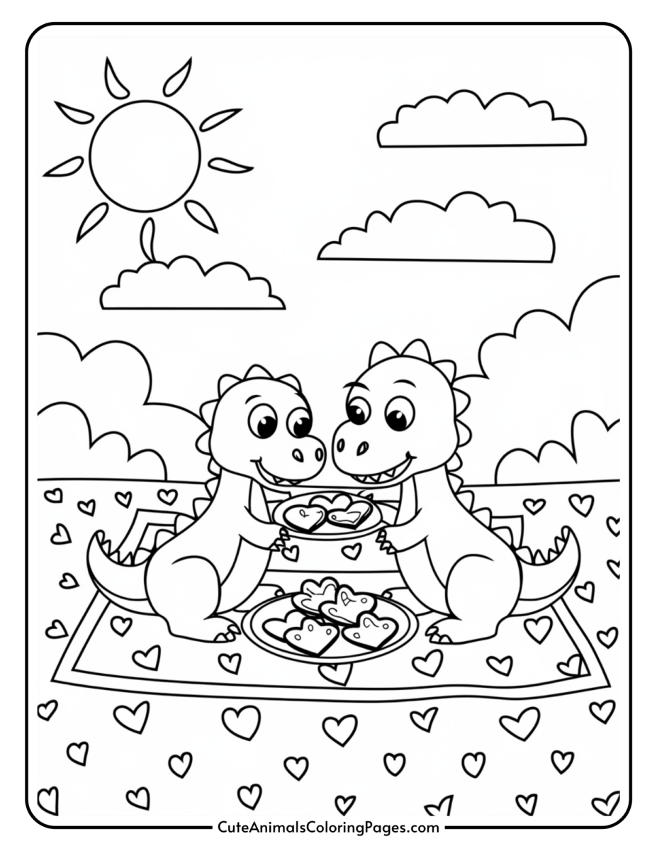 Dinosaur Valentine Coloring Page (22 Free Printables) - Cute Animals ...