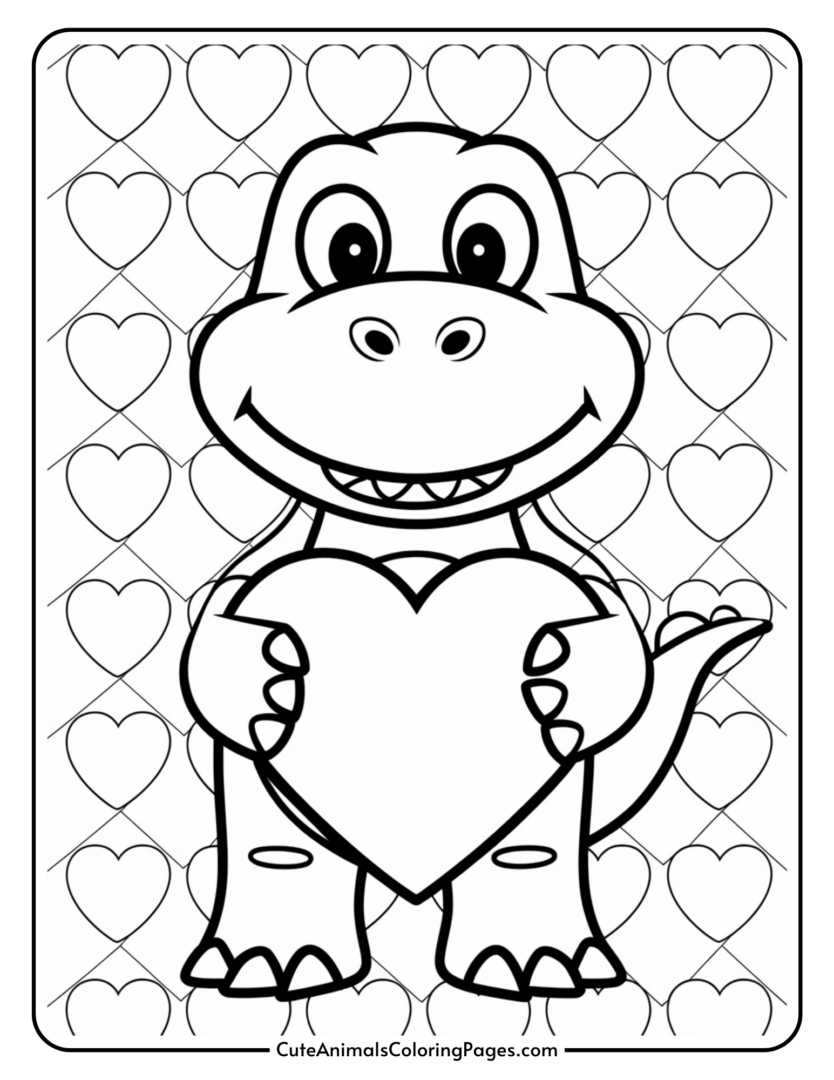 Dinosaur Valentine Coloring Page (10 Free Printables) Cute Animals