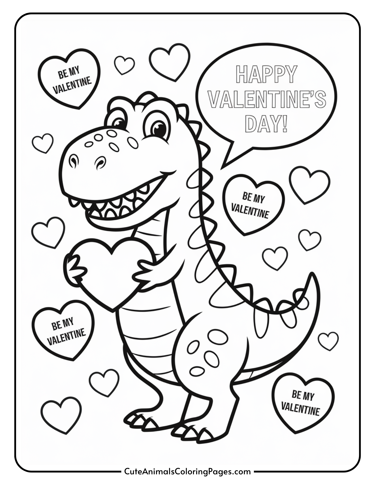 dinosaur-valentine-coloring-page-10-free-printables-cute-animals-coloring-pages for Free Printable Dinosaur Valentines Cards Dinosaur Valentine Coloring Page (10 Free Printables) - Cute Animals Coloring Pages for Free Printable Dinosaur Valentines Cards