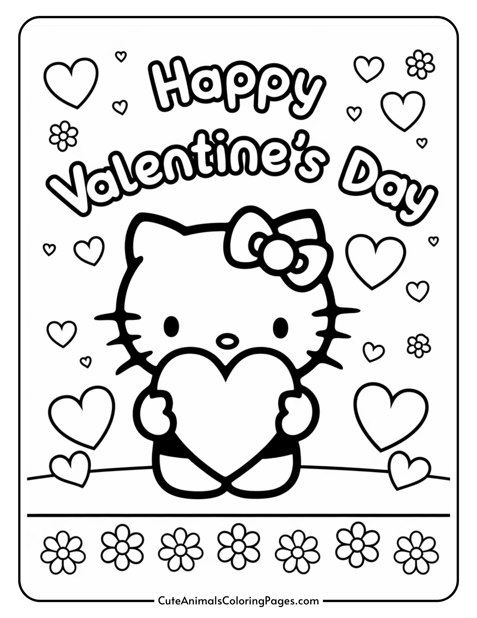 Hello Kitty Coloring Pages Rainbow - Hello Kitty Valentine Coloring Pages 1