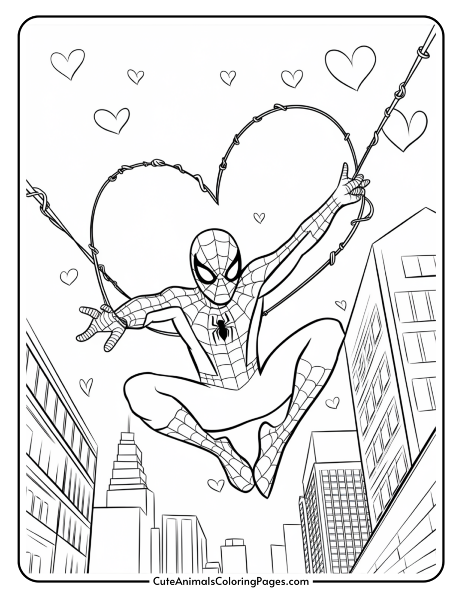 Spiderman Valentine Coloring Pages (14 Free Printables) - Cute Animals ...