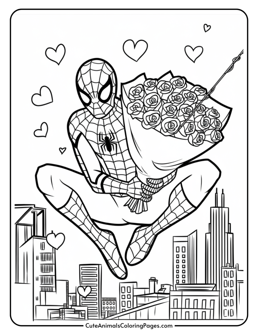 Spiderman Valentine Coloring Pages (14 Free Printables) - Cute Animals ...