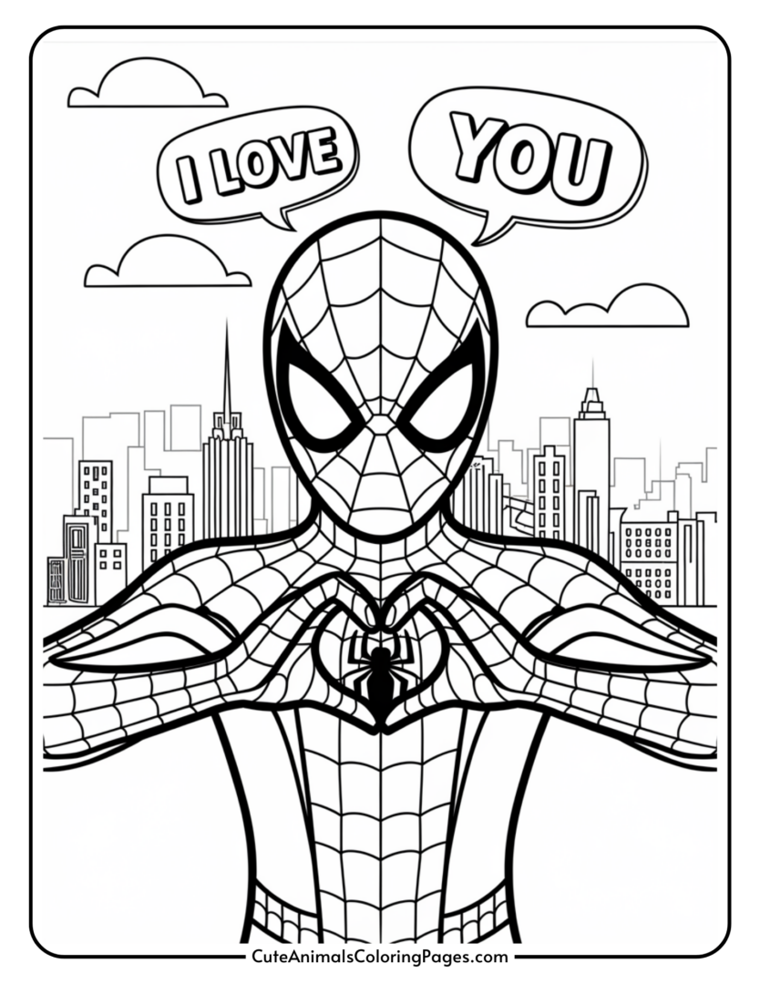 Spiderman Valentine Coloring Pages (14 Free Printables) - Cute Animals ...