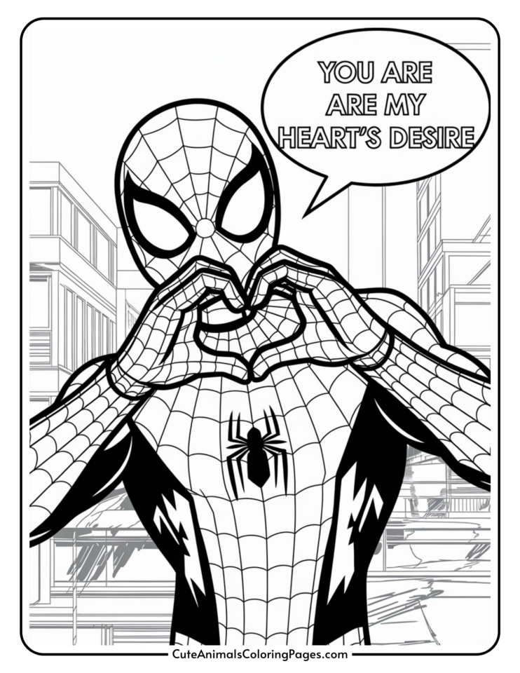 Spiderman Valentine Coloring Pages (14 Free Printables) - Cute Animals ...
