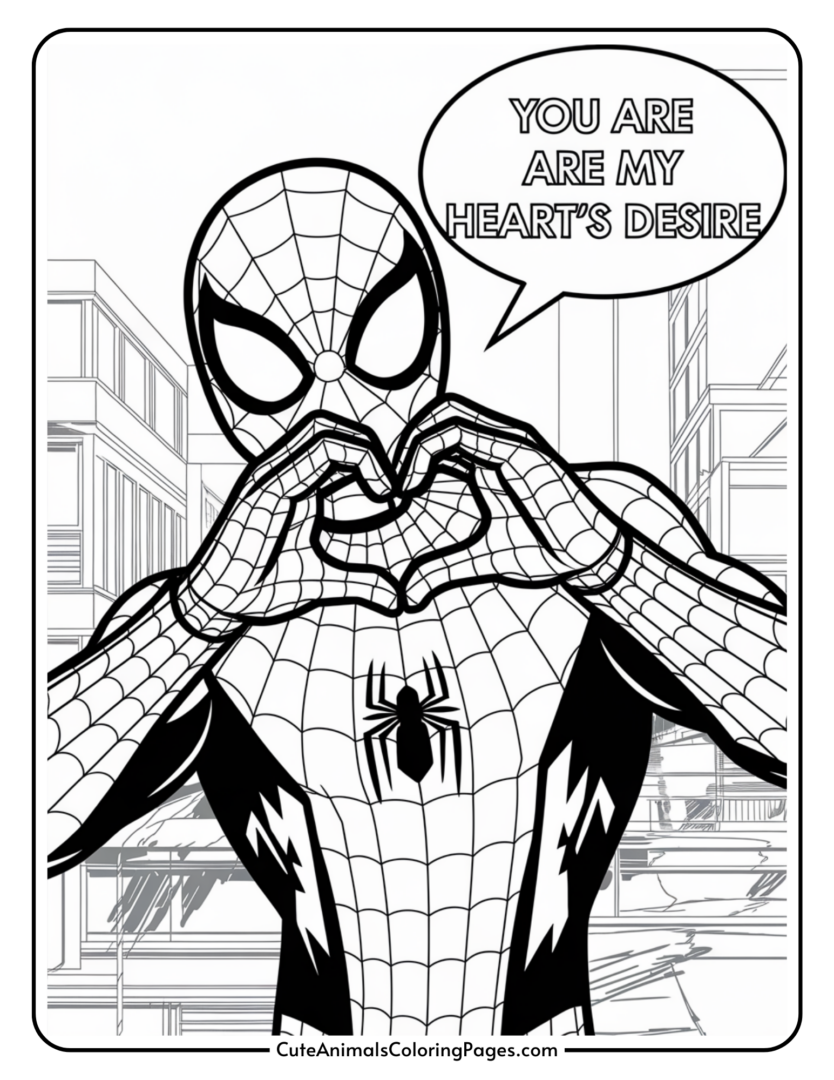 Spiderman Valentine Coloring Pages (14 Free Printables) - Cute Animals ...
