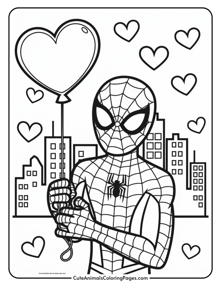 Spiderman Valentine Coloring Pages (14 Free Printables) - Cute Animals ...