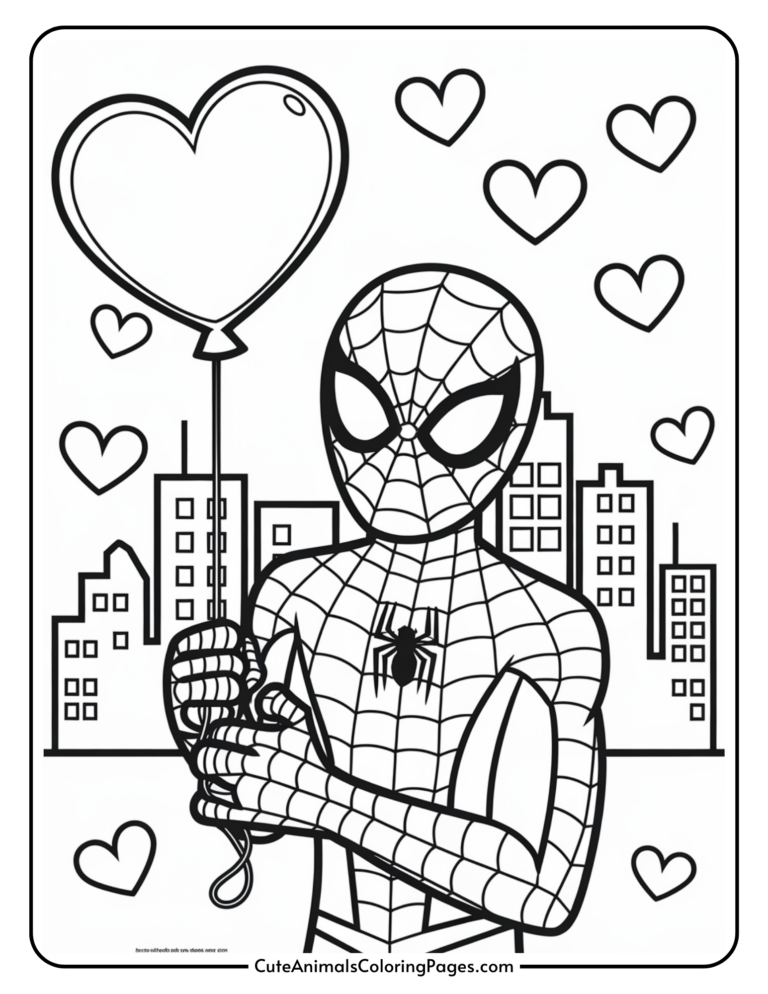Spiderman Valentine Coloring Pages (30 Free Printables) - Cute Animals ...