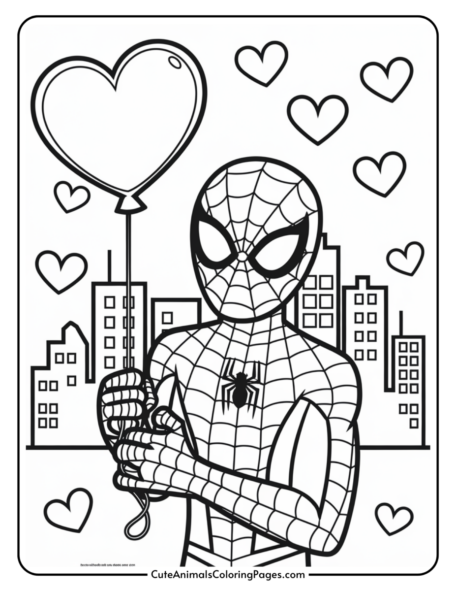 Spiderman Valentine Coloring Pages (14 Free Printables) - Cute Animals ...