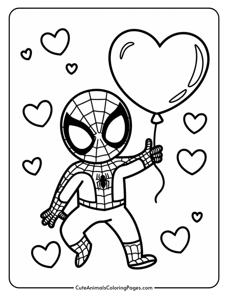 Spiderman Valentine Coloring Pages (14 Free Printables) - Cute Animals ...