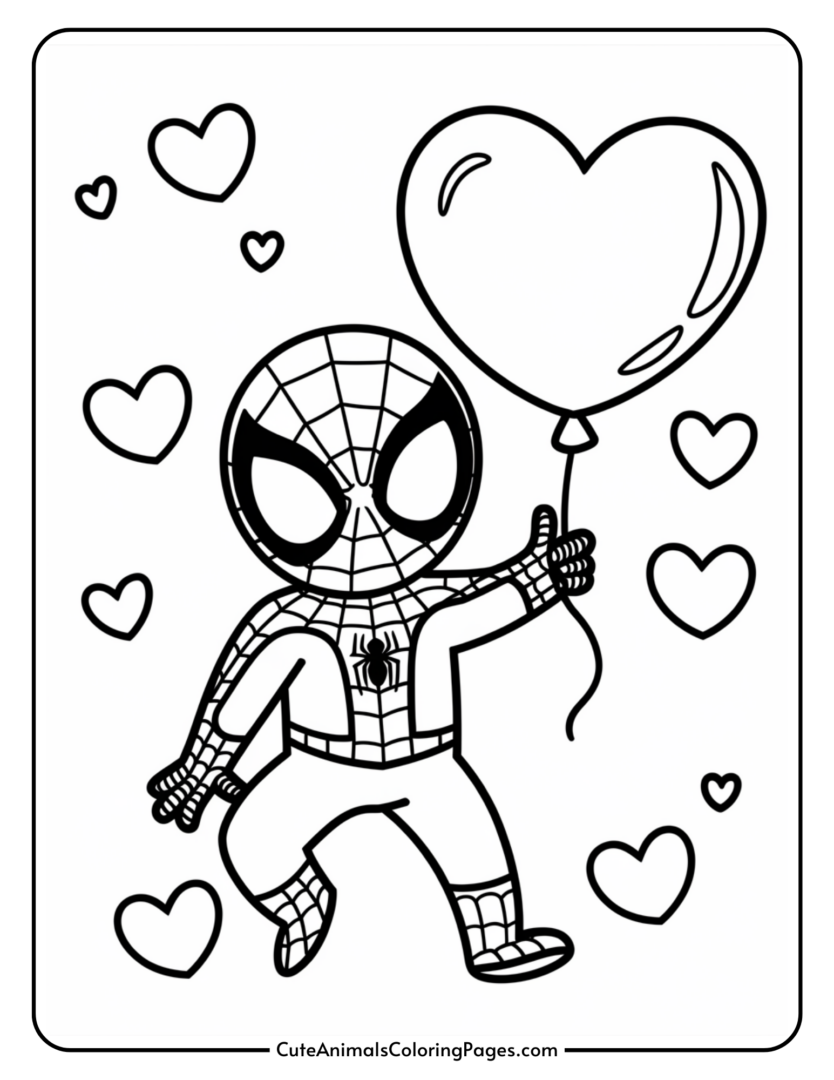 Spiderman Valentine Coloring Pages (30 Free Printables) - Cute Animals ...