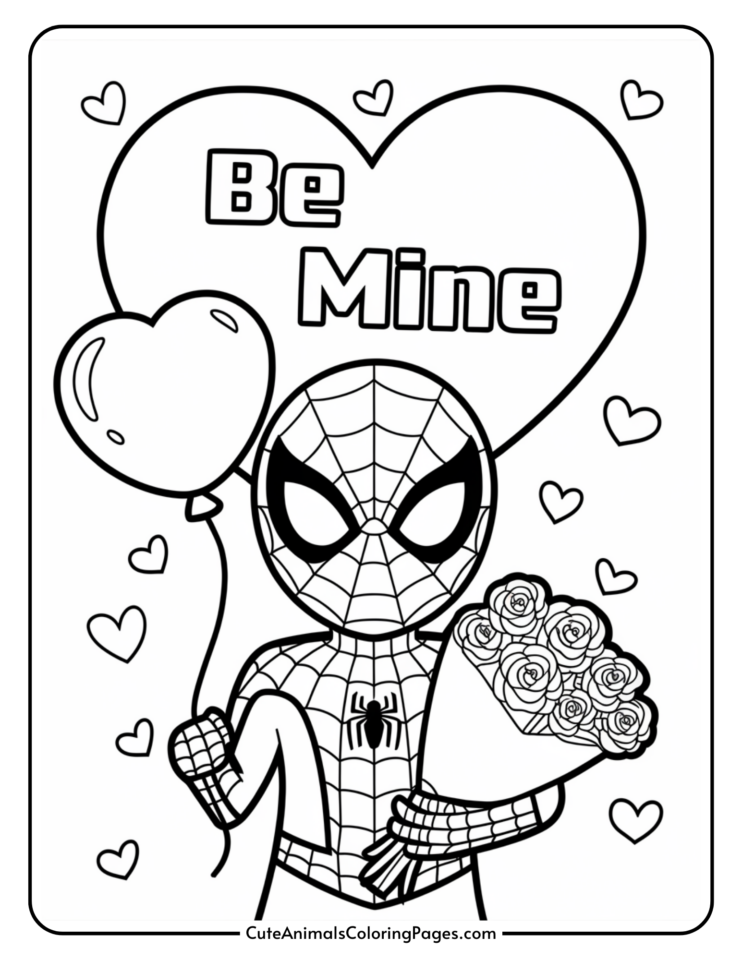 Spiderman Valentine Coloring Pages (14 Free Printables) - Cute Animals Coloring Pages