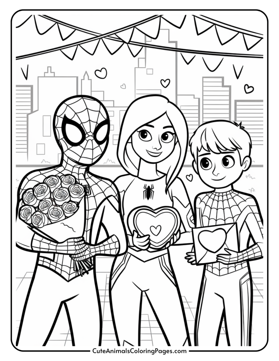 Spiderman Valentine Coloring Pages (14 Free Printables) - Cute Animals ...
