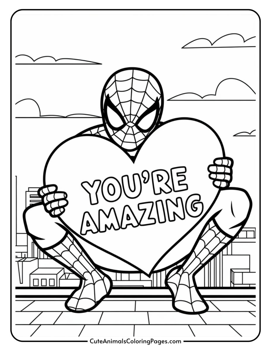 Spiderman Valentine Coloring Pages (14 Free Printables) - Cute Animals ...