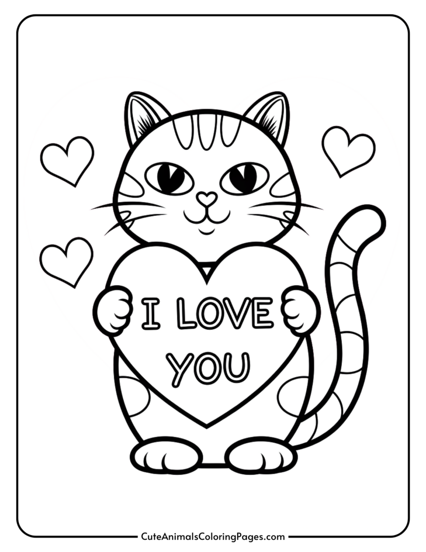 Valentine Cat Coloring Pages (8 Free Printable PDF Pages) - Cute ...