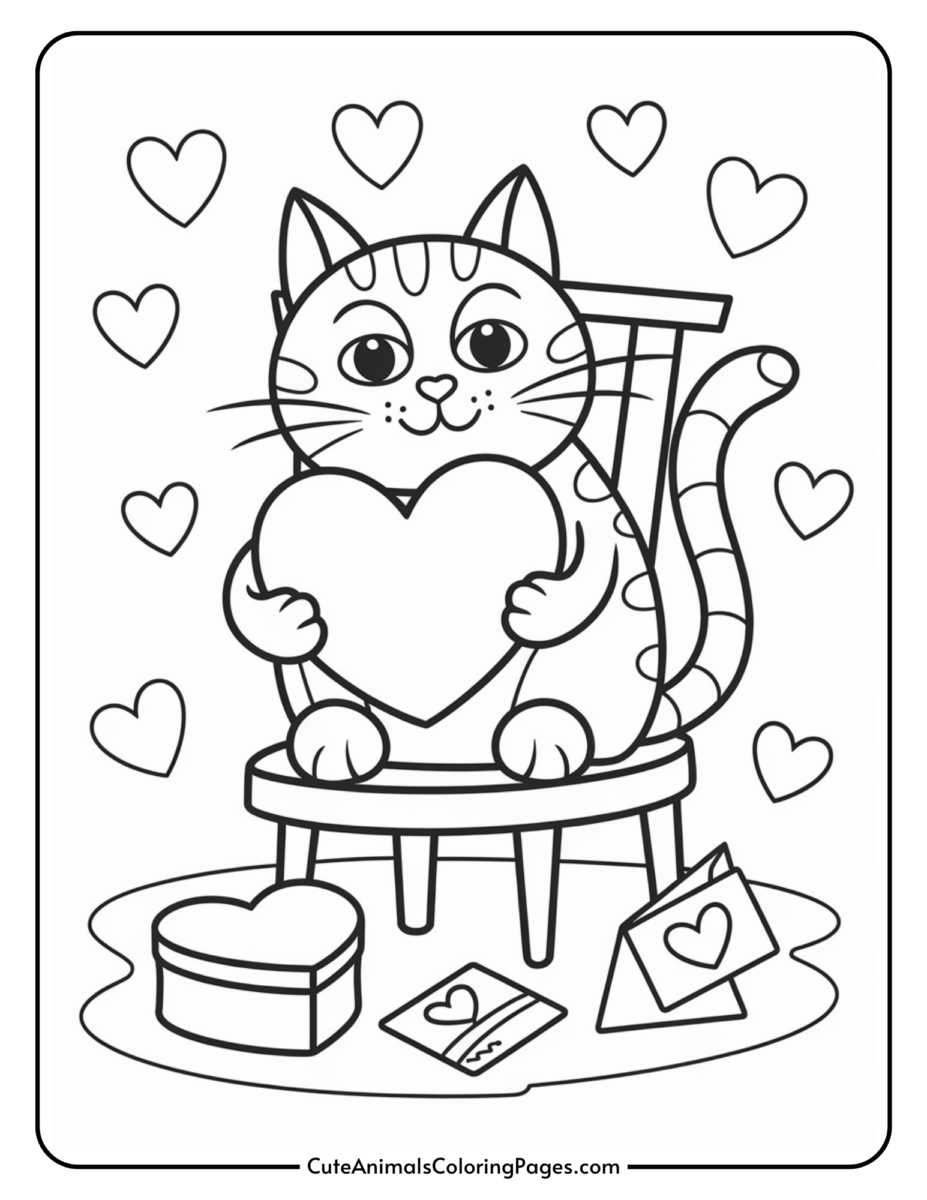 Valentine Cat Coloring Pages (8 Free Printable PDF Pages) - Cute ...