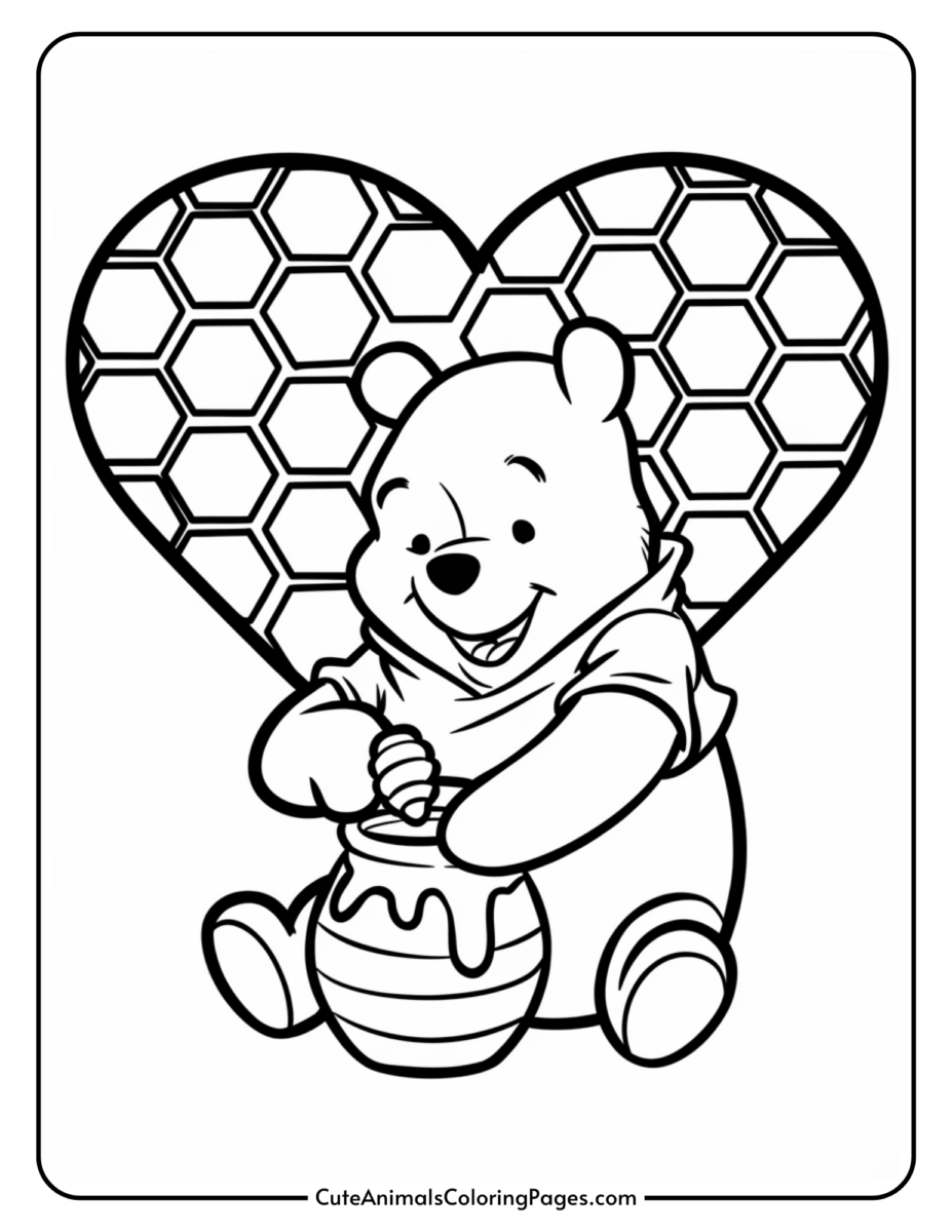 Winnie the Pooh Valentines Day Coloring Pages (8 Free Printables ...