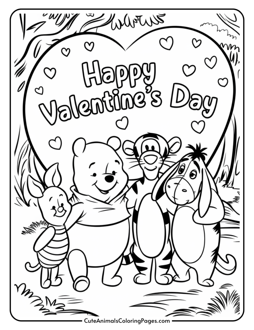 Winnie the Pooh Valentines Day Coloring Pages (8 Free Printables ...