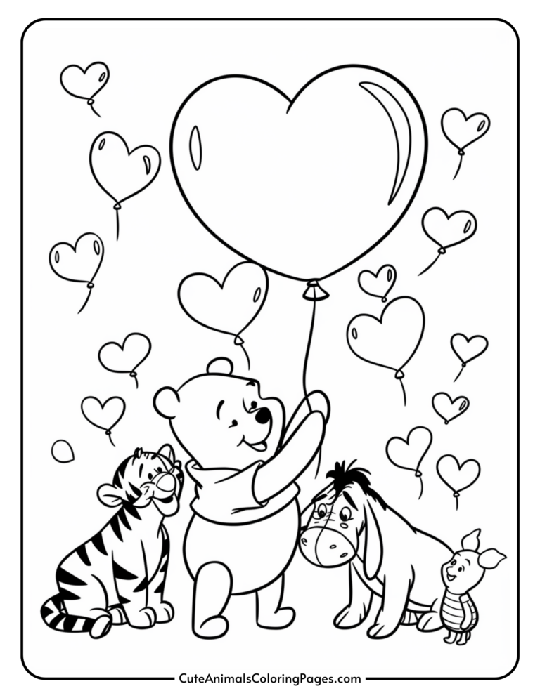 Winnie the Pooh Valentines Day Coloring Pages (8 Free Printables ...
