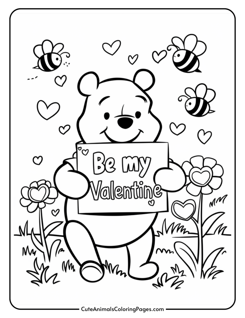 Winnie the Pooh Valentines Day Coloring Pages (8 Free Printables ...