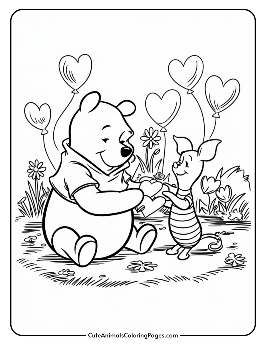 Winnie the Pooh Valentines Day Coloring Pages (8 Free Printables ...
