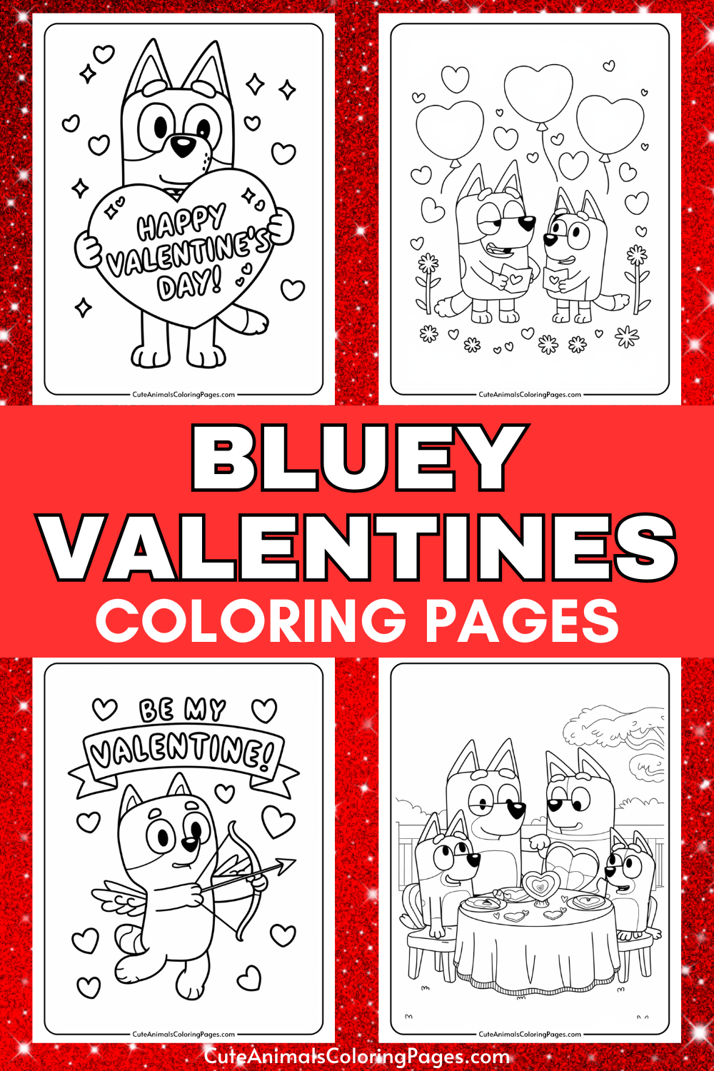 Bluey Valentines Coloring Pages (6 Free Printable PDF Pages) - Cute ...