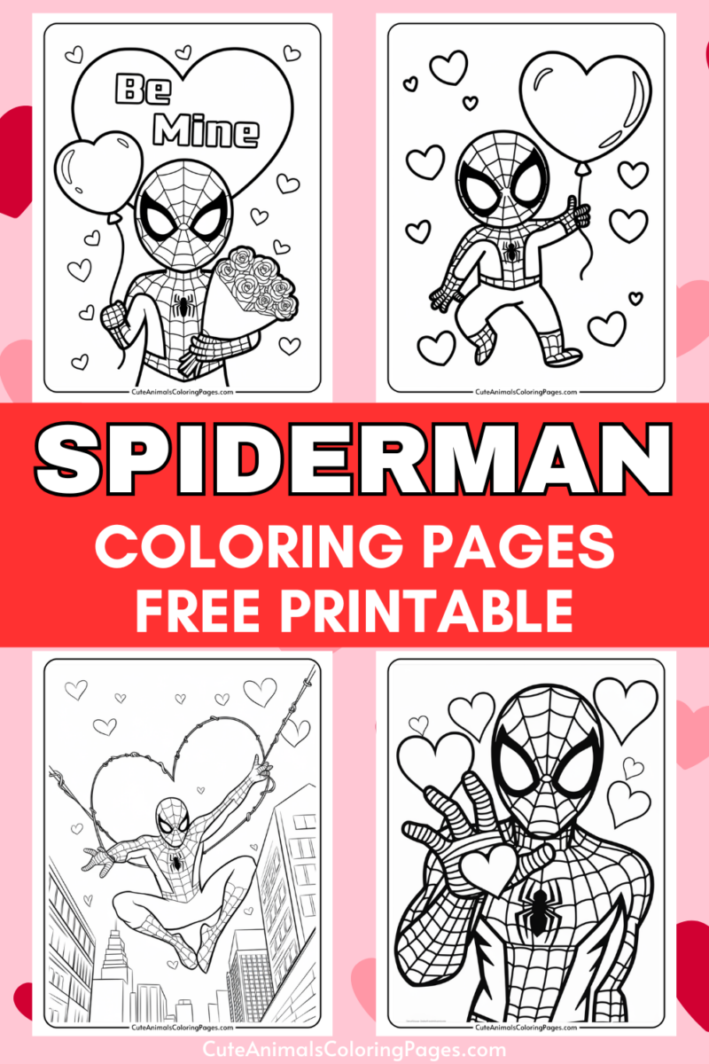 Spiderman Valentine Coloring Pages (30 Free Printables) - Cute Animals ...