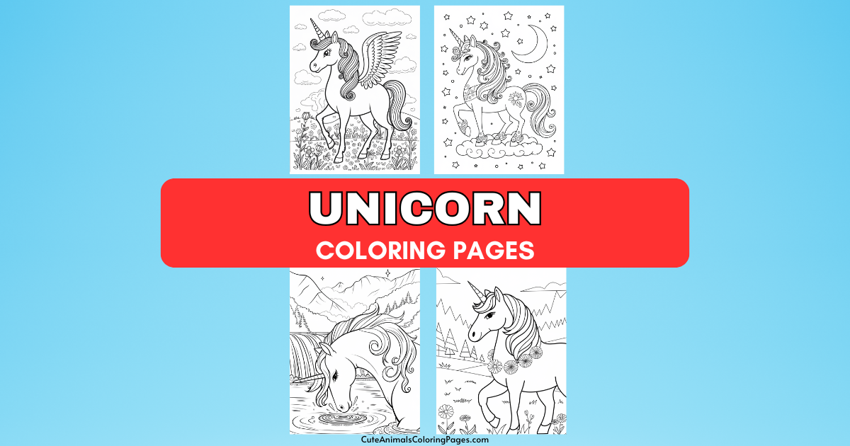 Unicorn Coloring Pages (15 Free Printable PDF Pages) - Cute Animals ...