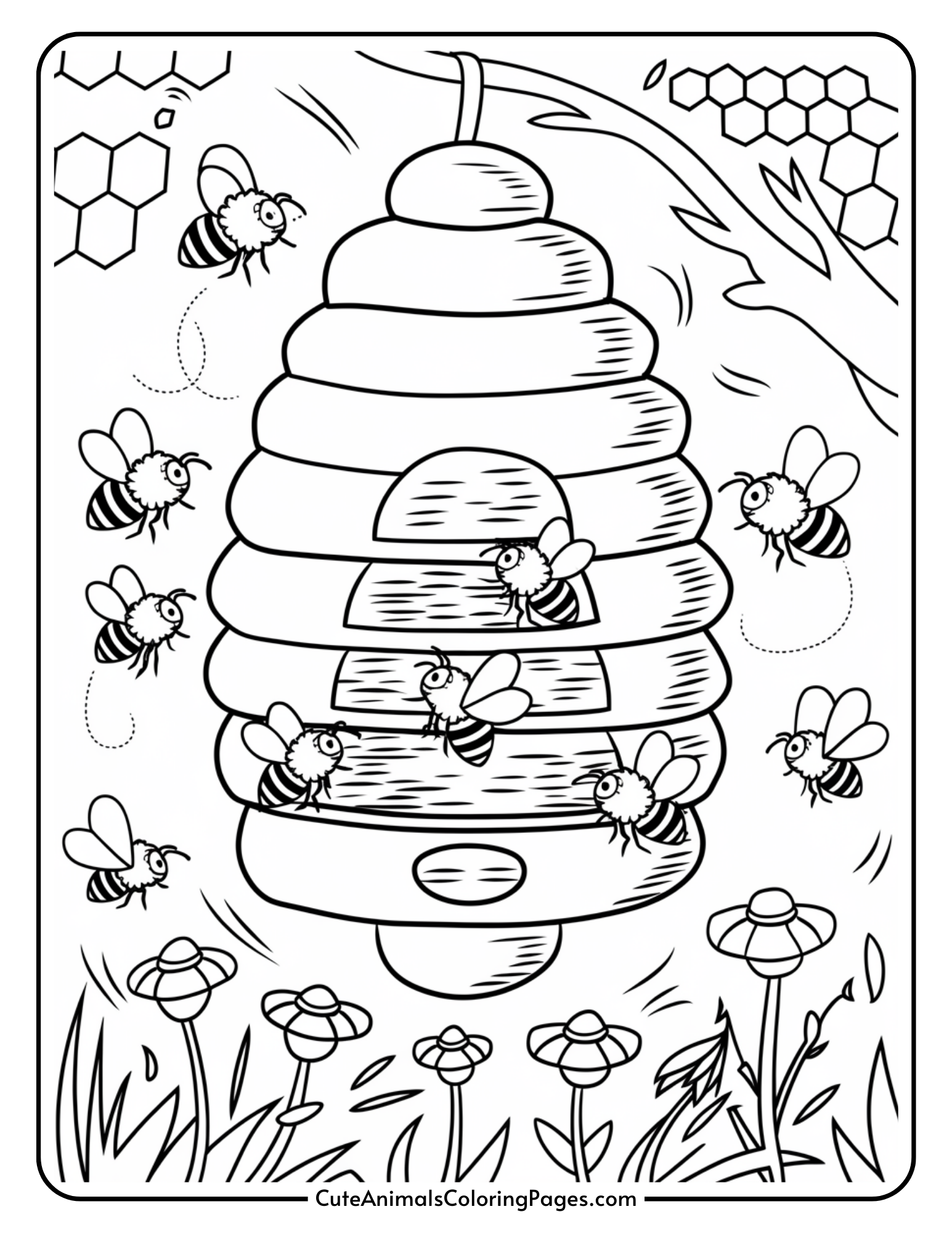 Bee Coloring Pages (15 Free Printable PDF Pages) - Cute Animals ...