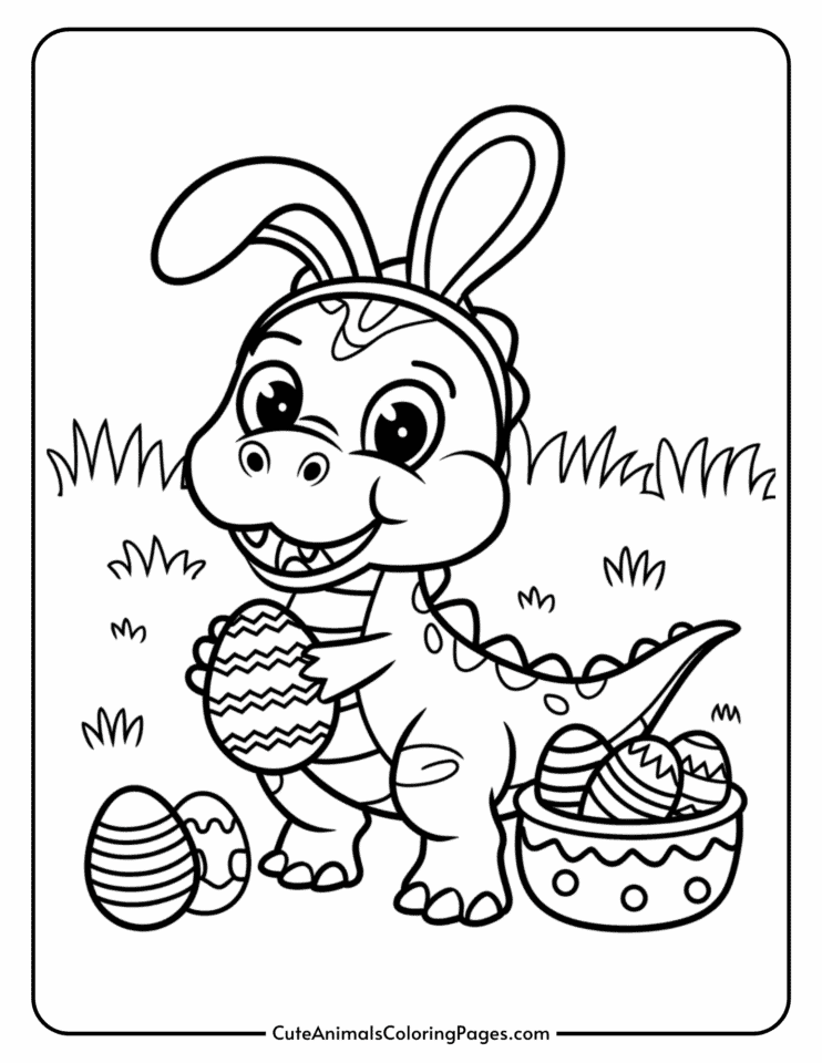 Dinosaur Easter Coloring Pages (15 Free Printable PDF Pages) - Cute ...