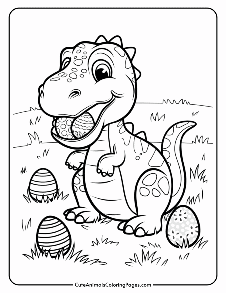 Dinosaur Easter Coloring Pages (15 Free Printable PDF Pages) - Cute ...